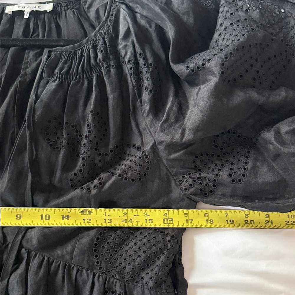 FRAME Black Puff Sleeve Eyelet Dress - Picture 12 of 14